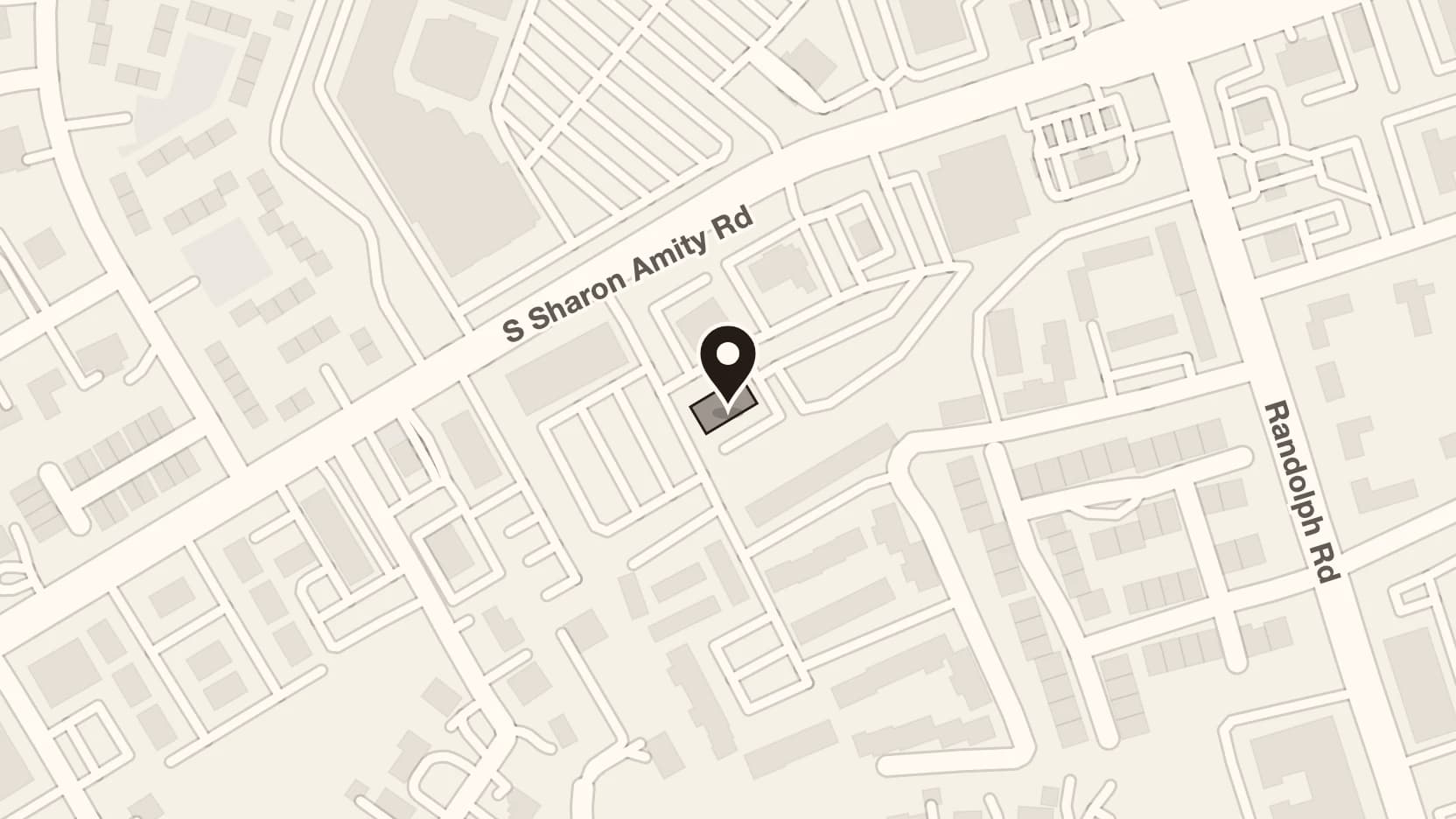 Street map of the practice at 233 South Sharon Amity Road, between Randolph Road and South Sharon Amity Road in Charlotte